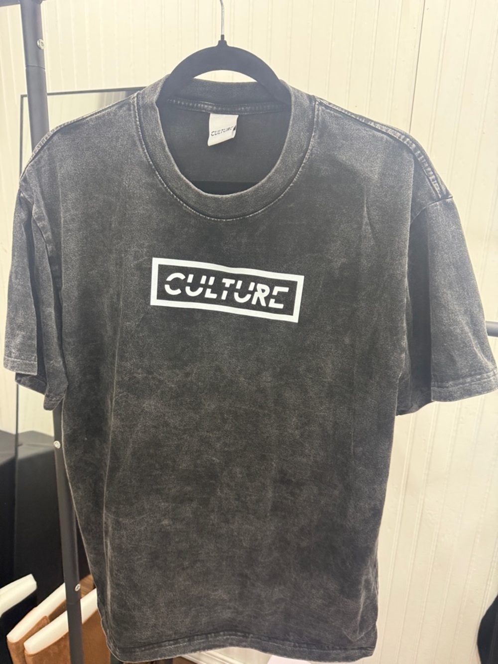 NWOT Medium Culture Logo Mineral-Wash Black Tee - Men
